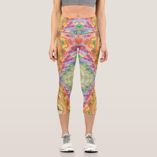 Leggings Capri Arte geométrico visionario psicodélico V1