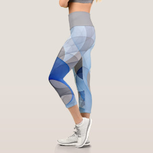 Leggings Capri Arte gráfico fractal abstracto azul gris moderno