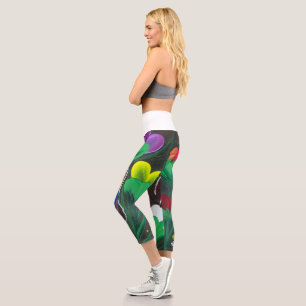 Leggings Capri Arte hecho a mano - Flor de mariposa