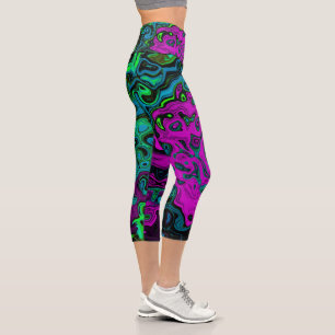 Leggings Capri Arte Líquido Giratorio Abstracto Magenta Enérgico