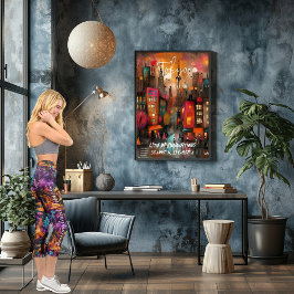 Leggings Capri Arte Urbano Vibrante - Púrpuras Naranjas y Verdes 