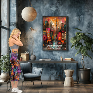 Leggings Capri Arte Urbano Vibrante - Púrpuras Naranjas y Verdes 