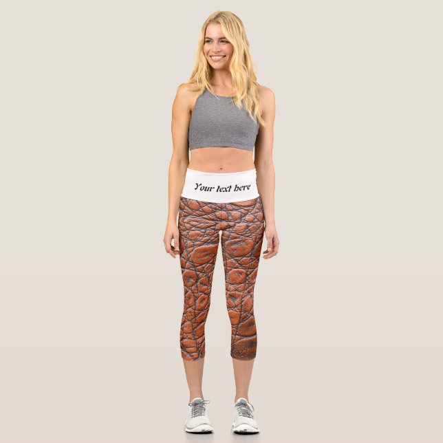 Leggings Capri aspecto falso de cuero de cocodrilo (Anverso)