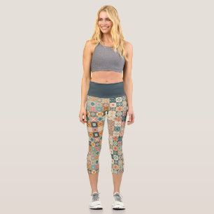 Leggings Capri Aspecto vintage y tejido de mosaico