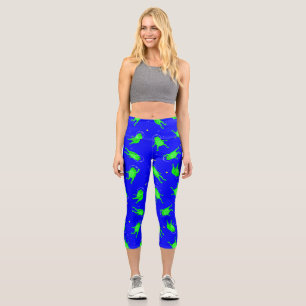 Leggings Capri astronauta gracioso espacio de ranas azul