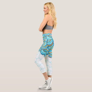Leggings Capri Atractivo patrón abstracto l Ejercicio azul