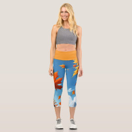 Leggings Capri Authumn leaves orange