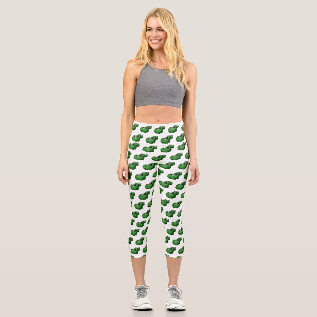 Leggings Capri Autobús deportivo verde con ilustracion aéreo (Anverso)