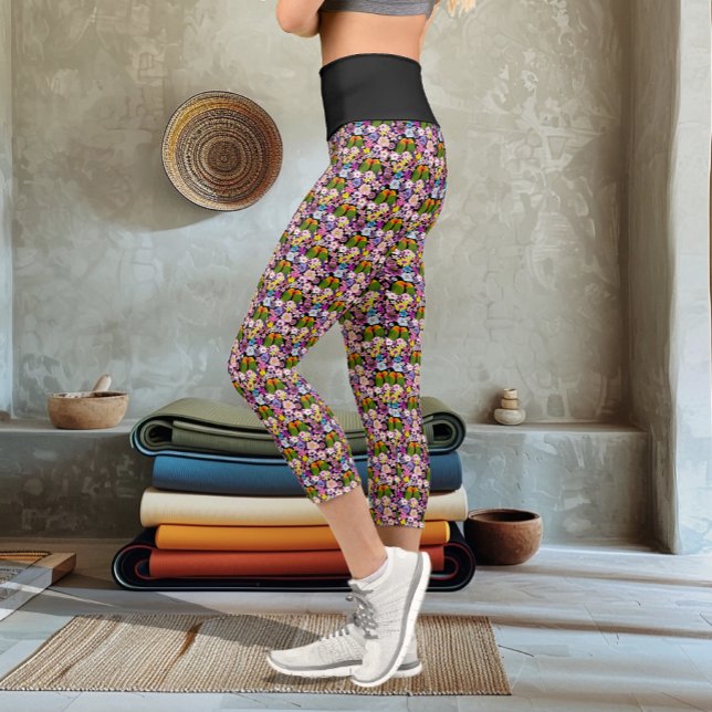 Leggings Capri Aves de amor Flores tropicales (Subido por el creador)