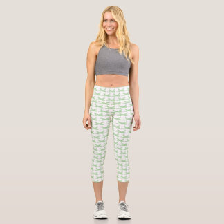 Leggings Capri Avión de copo de nieve verde -
