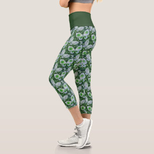 Leggings Capri Away Paisley Butterfly Print Green