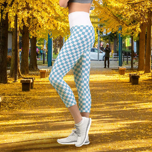 Leggings Capri Azul Blanco Cuadros