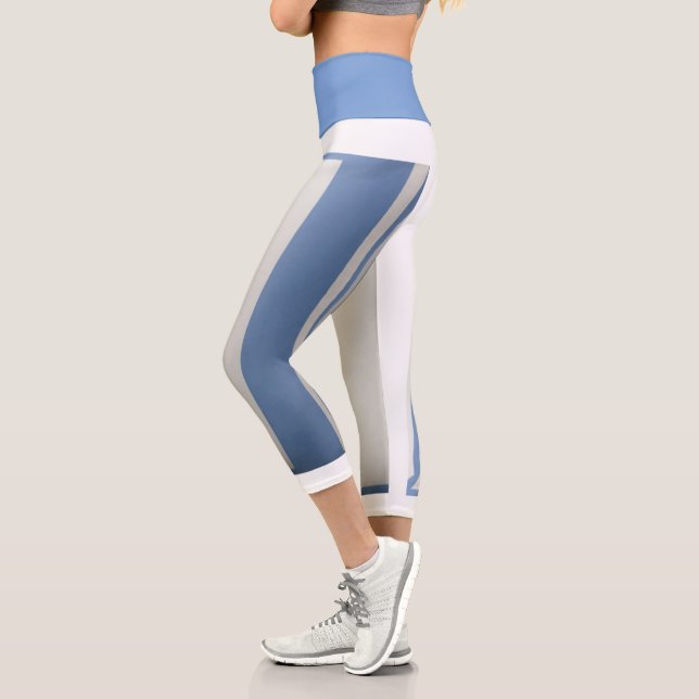 Leggings Capri Azul + Blanco + Rayo gris (Izquierda)