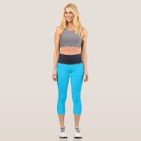 Azul brillante cielo negro alto capris de yoga
