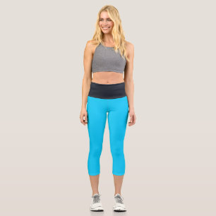 Leggings Capri Azul brillante cielo negro alto capris de yoga