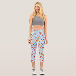 Leggings Capri Azul con punto de polka multicolor