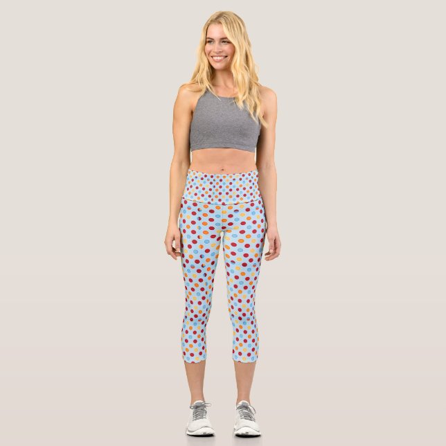 Leggings Capri Azul con punto de polka multicolor (Anverso)