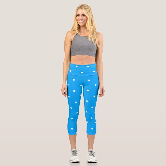 Leggings Capri Azul con puntos blancos (Anverso)