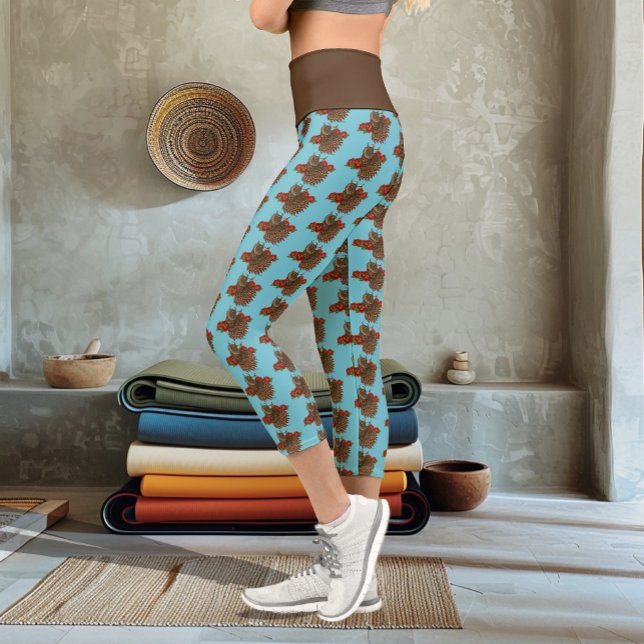 Leggings Capri Azul de Búho Roses Rojos (Subido por el creador)