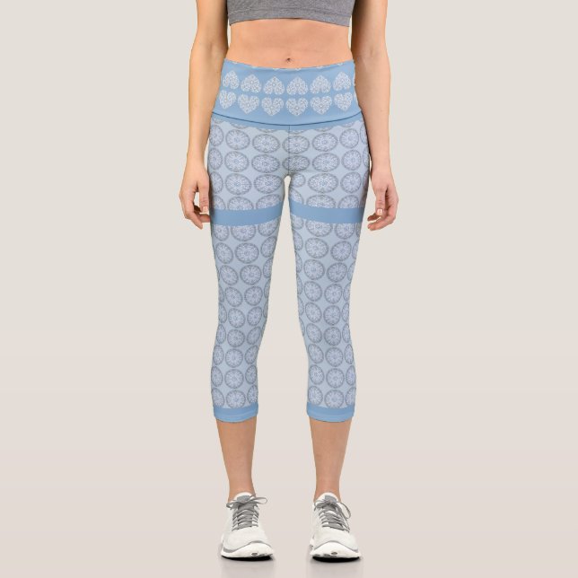 Leggings Capri Azul de la luz de los lazos cerámicos (Anverso)