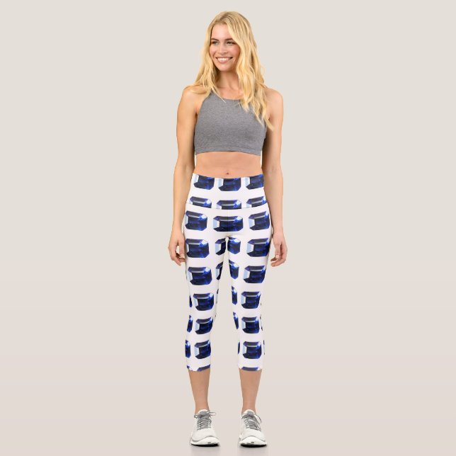 Leggings Capri Azul de zafiro rectangular (Anverso)