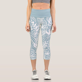 Leggings Capri Azul Floral en Polvo