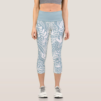Leggings Capri Azul Floral en Polvo
