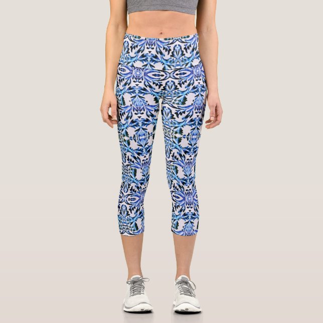 Leggings Capri Azul hoja perdida (Anverso)