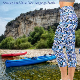 Leggings Capri Azul hoja perdida