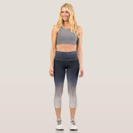 Leggings Capri Azul marino gris blanco degradado rústico oscuro
