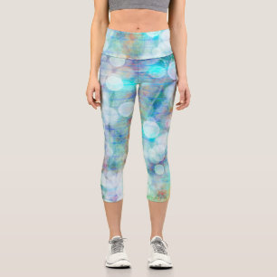 Leggings Capri Azul, Naranja, amarillo, blanco Resumen arte