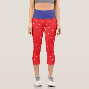 Leggings Capri Azul Rojo y Blanco Lunares Geométricos