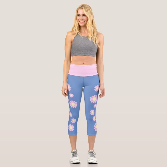 Leggings Capri Azul rosado margarita (Anverso)