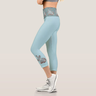 Leggings Capri Azul suave y chocolate marrón Mandala Bunny