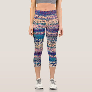 Leggings Capri Azul Verde azulado Lilac Blanco Acrílico Abstracto