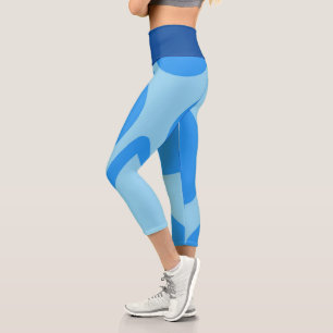 Leggings Capri Azul Y Patrón