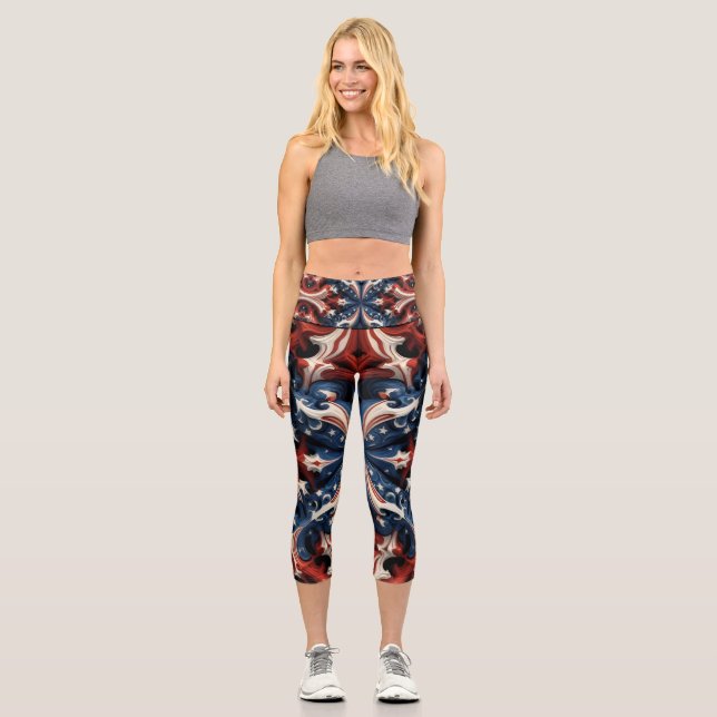 Leggings Capri Azules de EE. UU. (Anverso)