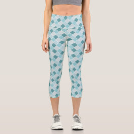 Leggings Capri Azules Marroquíes, Latticework, quatrefoil