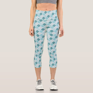 Leggings Capri Azules Marroquíes, Latticework, quatrefoil