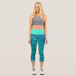 Leggings Capri Azure Cells, cian brillante