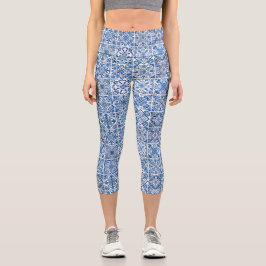 Leggings Capri Baldosas mediterráneas, portuguesas, azulejo, mall
