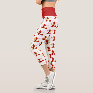 Leggings Capri Baloncesto En Rojo Sobre Piernas Capri Blancas