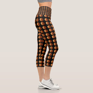 Leggings Capri Baloncesto naranja Sobre Piernas De Capris Negra Y