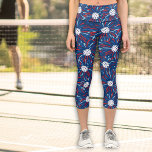 Leggings Capri Baloncesto patriótico con fuegos artificiales de c<br><div class="desc">Las leggings de voleibol de pickleball son divertidas y festivas, con un diseño de fuegos artificiales rojos blancos y azules. Perfecto para un evento/torneo patriótico de pickleball, celebración del 4 de julio, o justamente un juego diario de pickleball. ¡Consigue un par de coincidencias para tu compañero del torneo y rompes...</div>