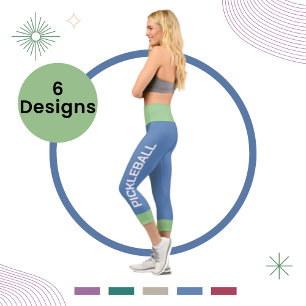 Leggings Capri Baloncesto Personalizado Sage-Blue High Waisted
