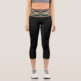 LEGGINGS CAPRI "BAND/OAXACA NEGRO" HISPANIC-HERITAGE CIÑENDA ALTA