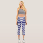 Leggings Capri Banda azul de marinero<br><div class="desc">Las audaces rayas de azul marino crean una apariencia brizna despreocupada.</div>
