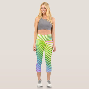 Leggings Capri Banda de caramelo Pastel Arcoiris brillante Color