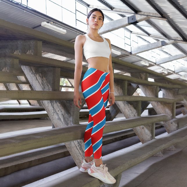 Leggings Capri Banda diagonal azul rojo (Subido por el creador)