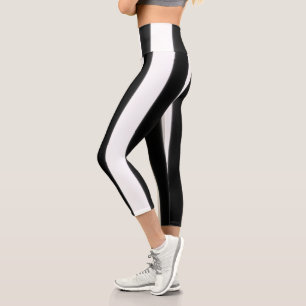 Leggings Capri Banda negra + blanca